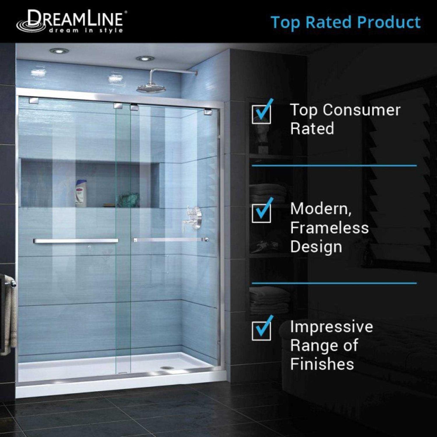 DreamLine Encore 44-48 in. W x 76 in. H Semi-Frameless Bypass Sliding Shower Door SHDR-1648760-04 - Cheap Fitting