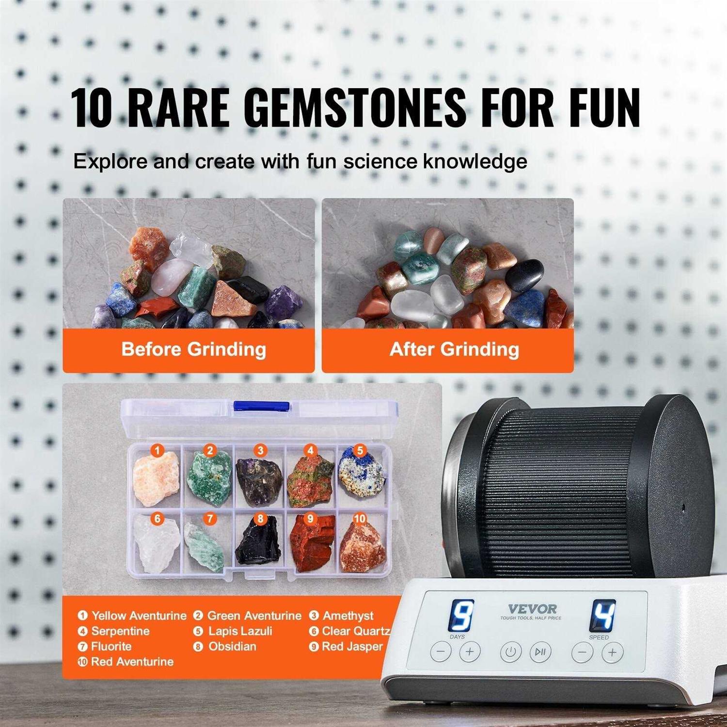 VEVOR Direct Drive Rock Tumbler Kit 4-Speed/9-Day Timer - Cheap Fitting