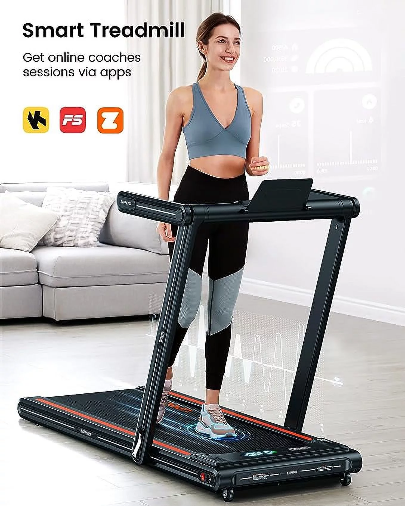 UPGO 2.5HP Walking Pad Under Desk Treadmill with Remote Control, Bluetooth and LED for Home/Office, Walking Jogging Machine with 265 lbs Weight Capacity - Cheap Fitting