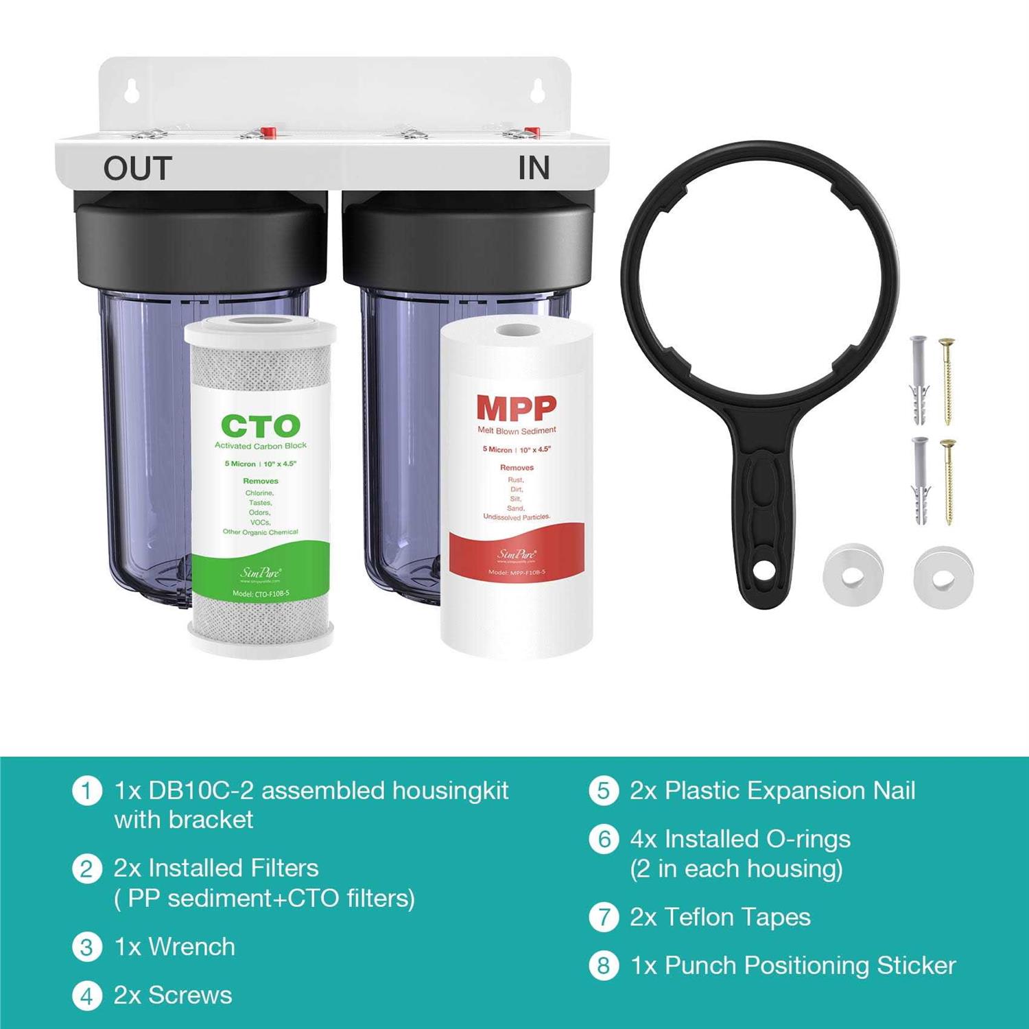 Simpure Db10c-2 2 Stage Whole House Water Filtration System - Cheap Fitting