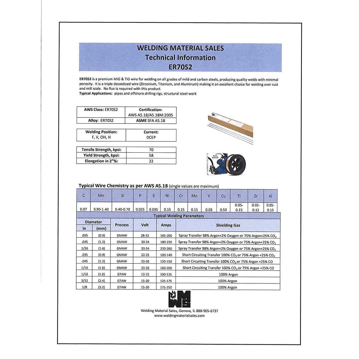 Blue Demon Carbon Steel TIG Welding Rod ER70S-2 - Cheap Fitting