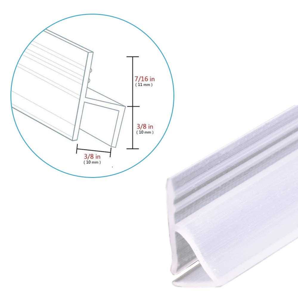 TSMST Frameless Shower Door Sweep Seal Drip Rail H Type 3/8 x 120 Glass Shower Silicone Door Seal Strip - Cheap Fitting