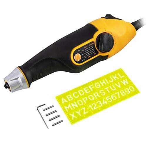 UTOOL Engraver Pen with Letter/Number Stencil 24W Handheld Etching Tool for Wood Metal Glass Engraving with 4 Replaceable Tungsten Carbide Steel - Cheap Fitting