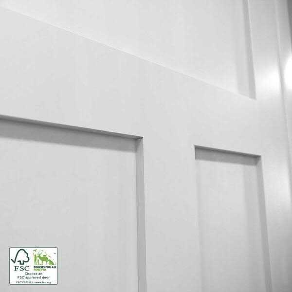 eightdoors 80 in. x 1-3/8 in. Shaker White Primed T-Shape 3-Panel Solid Core Wood Interior Slab Door - Cheap Fitting