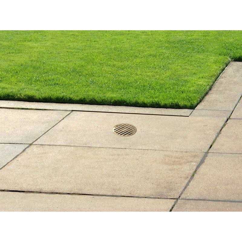 NDS 4 in. Round Satin Brass Grate - Cheap Fitting