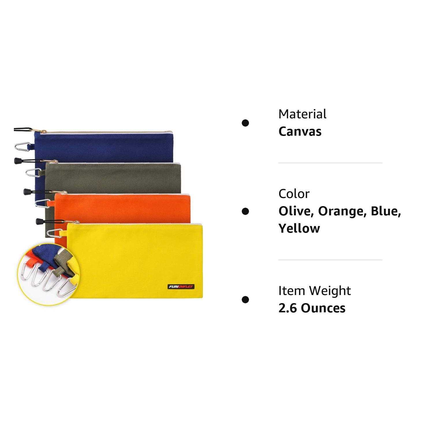 FunOwlet Utility Bag Canvas Zipper Tool Heavy Duty Tools Pouch with Carabiner - Cheap Fitting