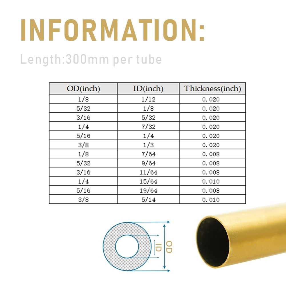 Tynulox H62 OD Brass Tube Wall × 300mm Length Brass Tubing Seamless Round Tubing - Cheap Fitting