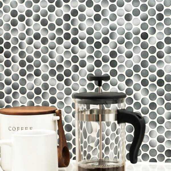 MSI Penny Round Nero 11.3 in. x 12.2 in. x Porcelain Mesh-Mounted Mosaic Tile - Cheap Fitting