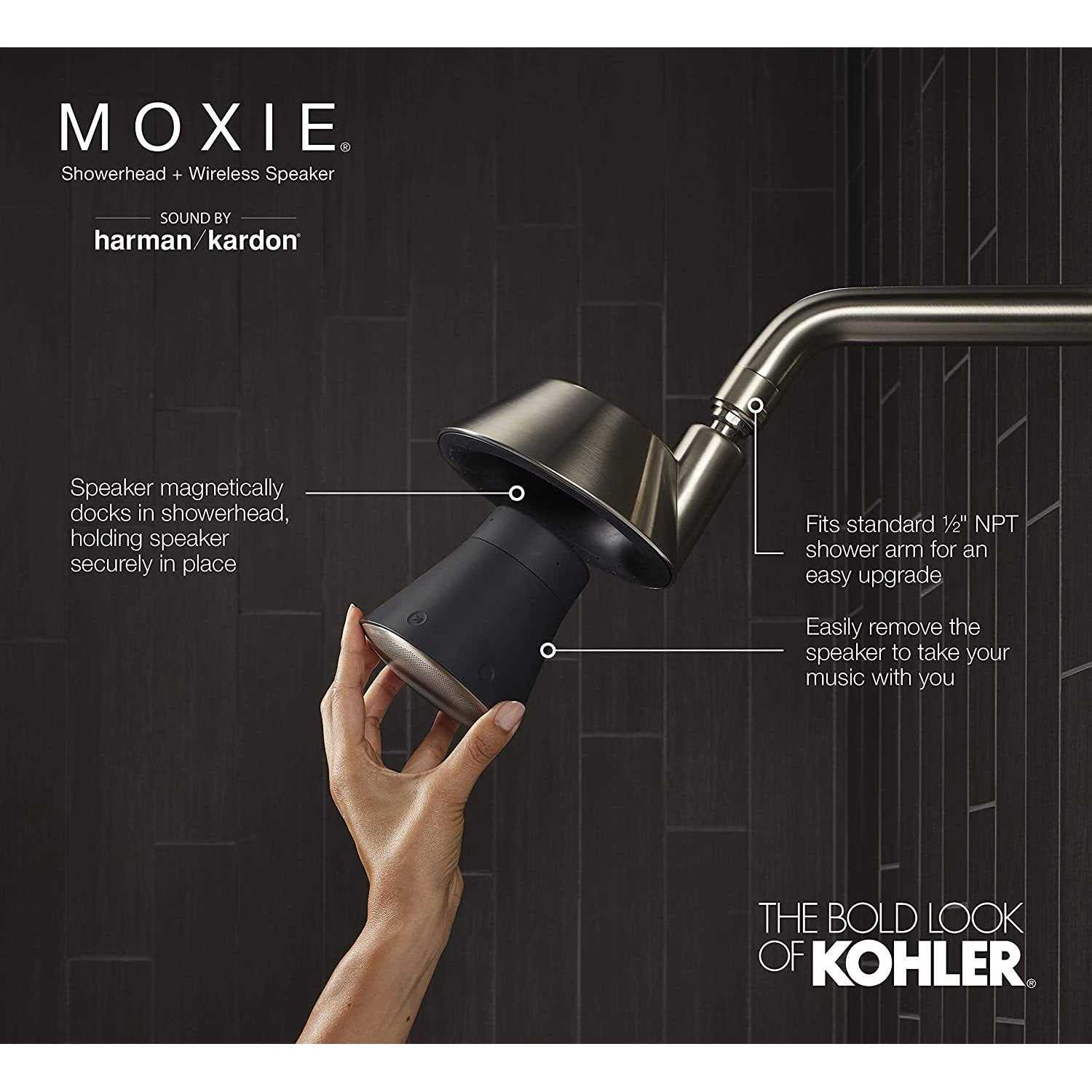 KOHLER Moxie 1.75 gpm Showerhead and wireless Speaker - Cheap Fitting