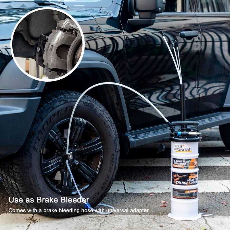 FOUR UNCLES Oil Changer Vacuum Fluid Extractor Pneumatic/Manual 6.5 Liter with Pump Tank Remover and Brake Bleeding Hose Convenient Oil Change - Cheap Fitting