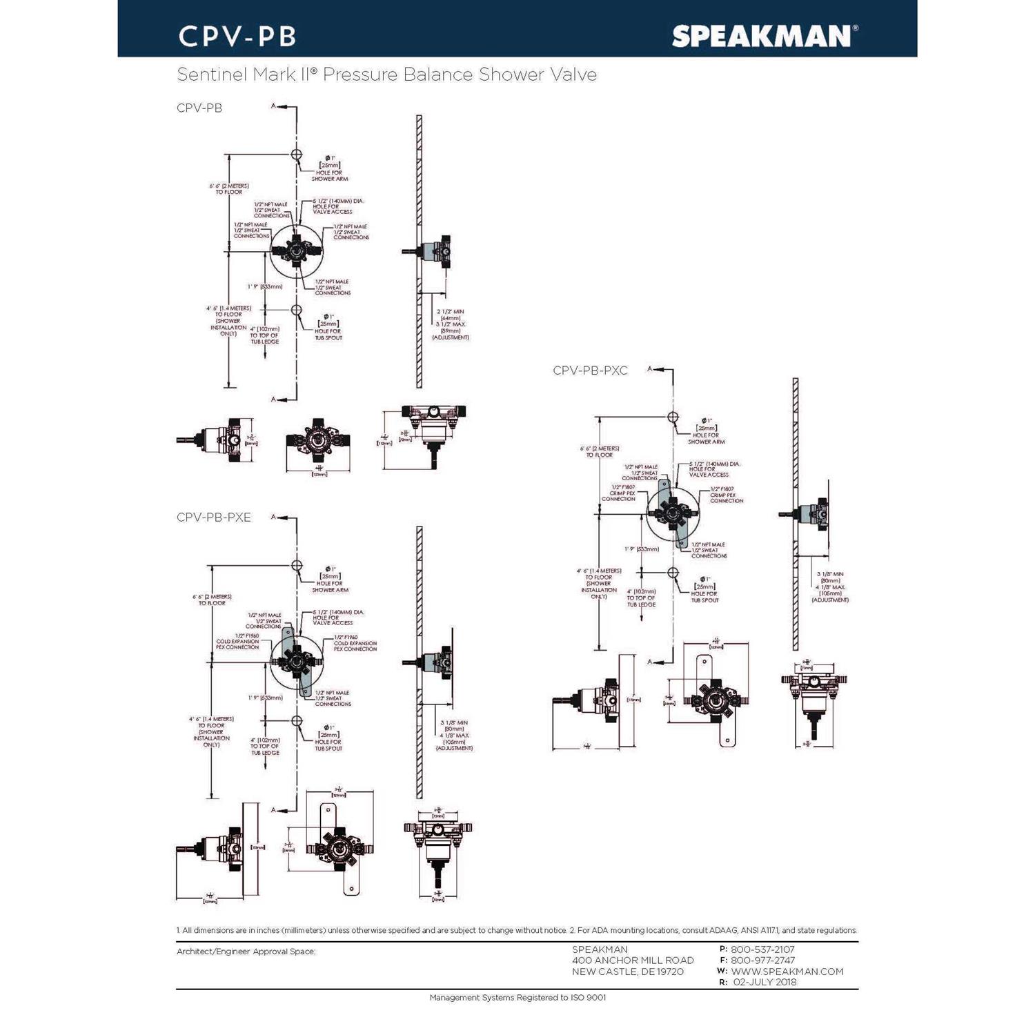 Speakman Sentinel Mark II CPV-PB Pressure Balanced Shower Valve - Cheap Fitting