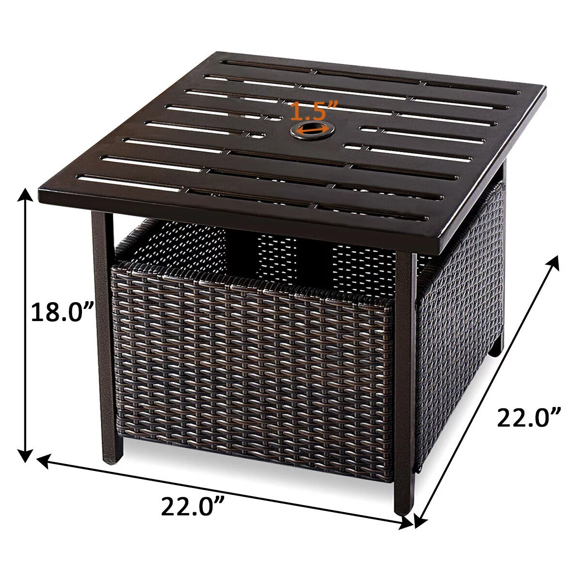 Costway Brown Rattan Wicker Steel Side Table Outdoor Furniture Deck Garden Patio Pool - Cheap Fitting