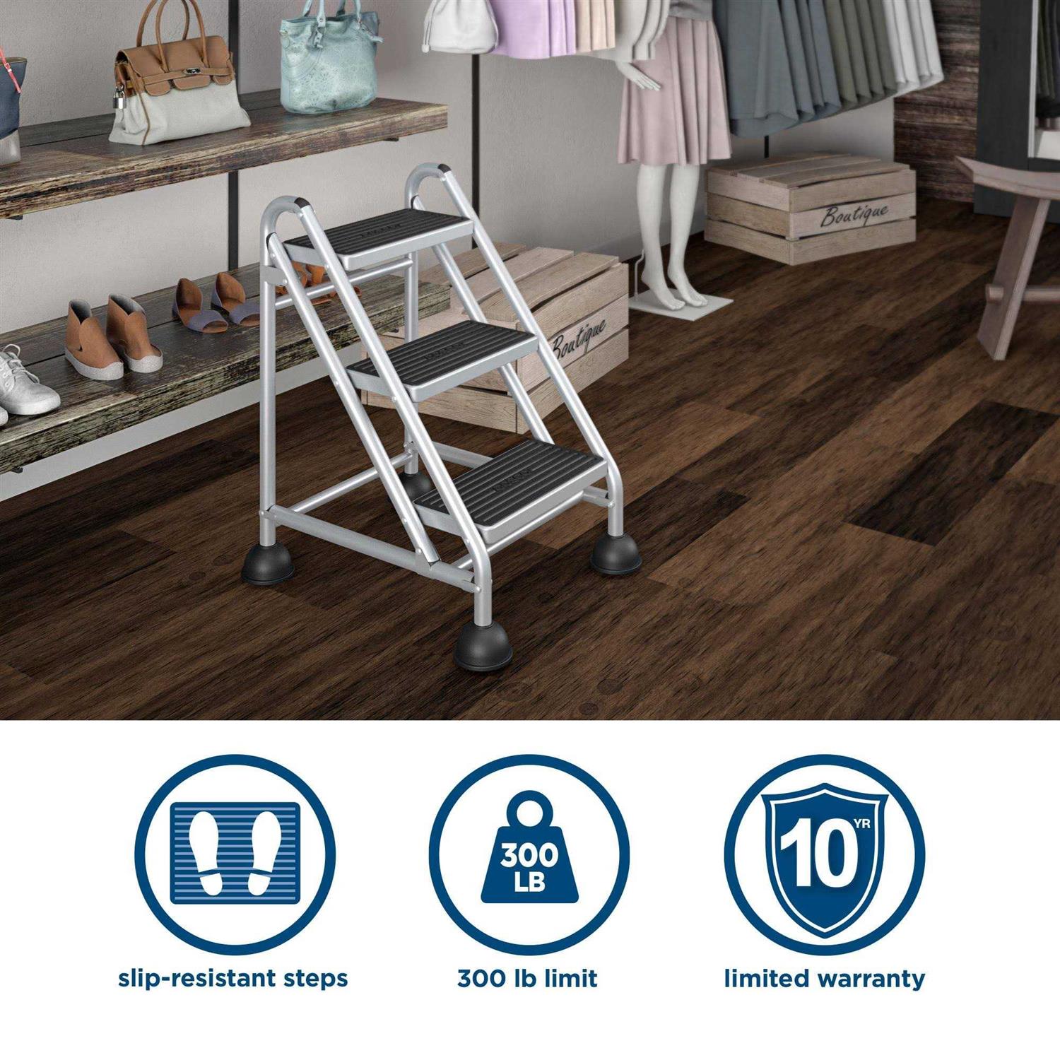 Cosco 3-Step Commercial Rolling Step Ladder - Cheap Fitting