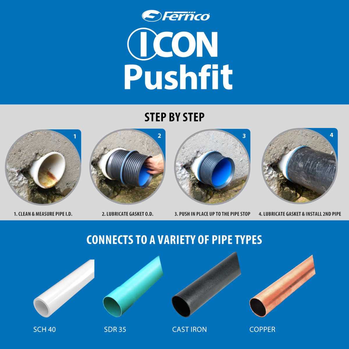 Fernco IC44P Pushfit Coupling - Cheap Fitting