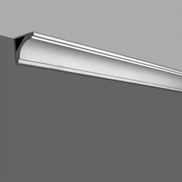 American Pro Decor 2-3/8 in. x 2-3/8 in. x 6 in. Long Plain Polyurethane Crown Moulding Sample - Cheap Fitting