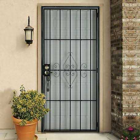 Titan 30 in. x 80 in. Su Casa Black Surface Mount Outswing Steel Security Door with Expanded Metal Screen - Cheap Fitting