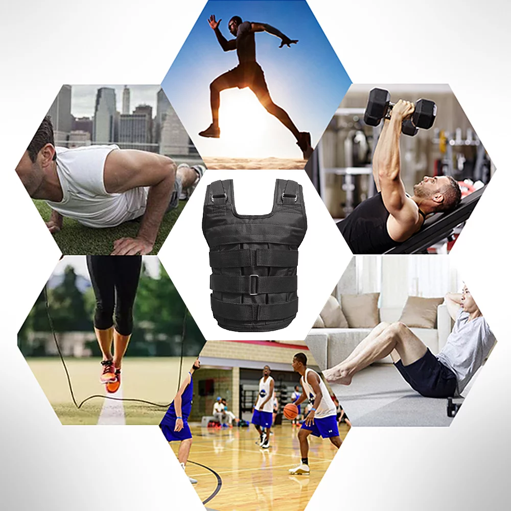 Adjustable Weighted Vest Weight Jacket Oxford Exercise Weight Loading Cloth Strength Training 110lb Max. - Cheap Fitting