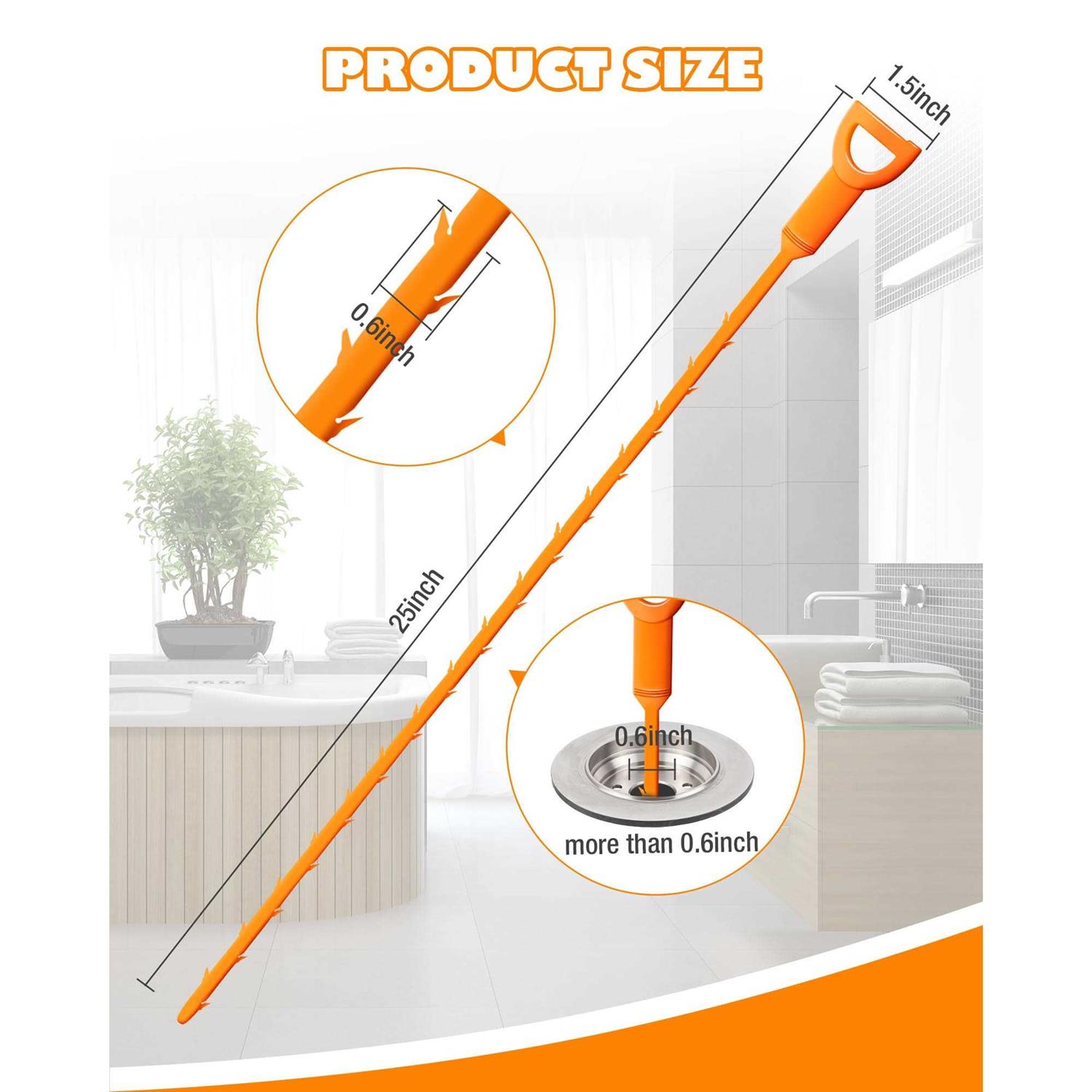 VILINLEE 25 Inch Sink Snake Drain Clog Remover Tool,6 Pack Drain Cleaner Hair Clog Remover Tool - Cheap Fitting