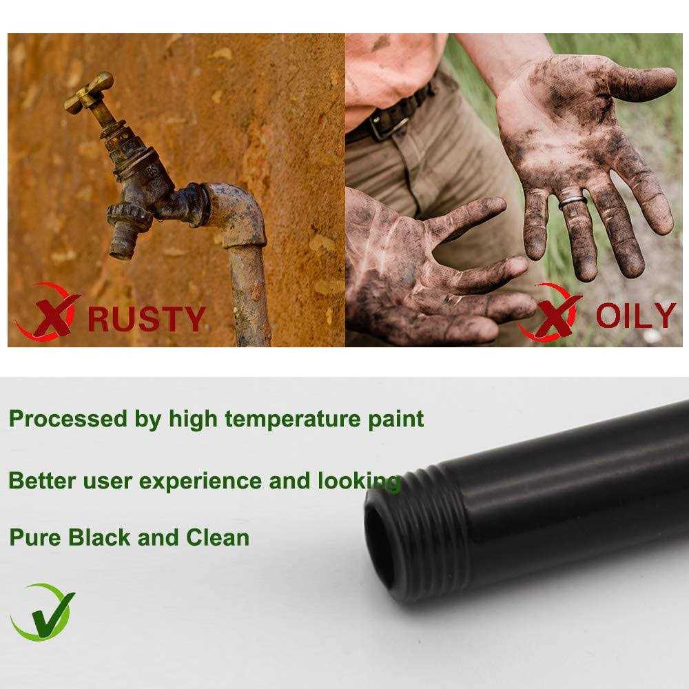 GeilSpace 6 Pack × Pre-Cut Black Metal Pipe, Industrial Steel Fits Standard - Cheap Fitting