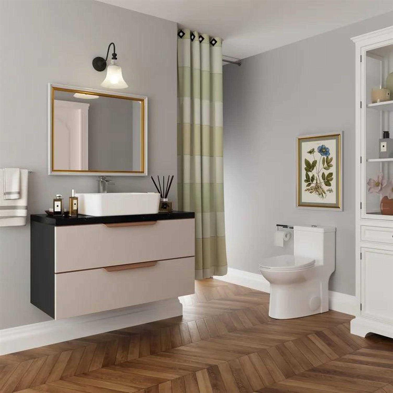 DeerValley Symmetry 1-Piece 0.8/1.28 GPF Dual Flush Elongated Toilet - Cheap Fitting