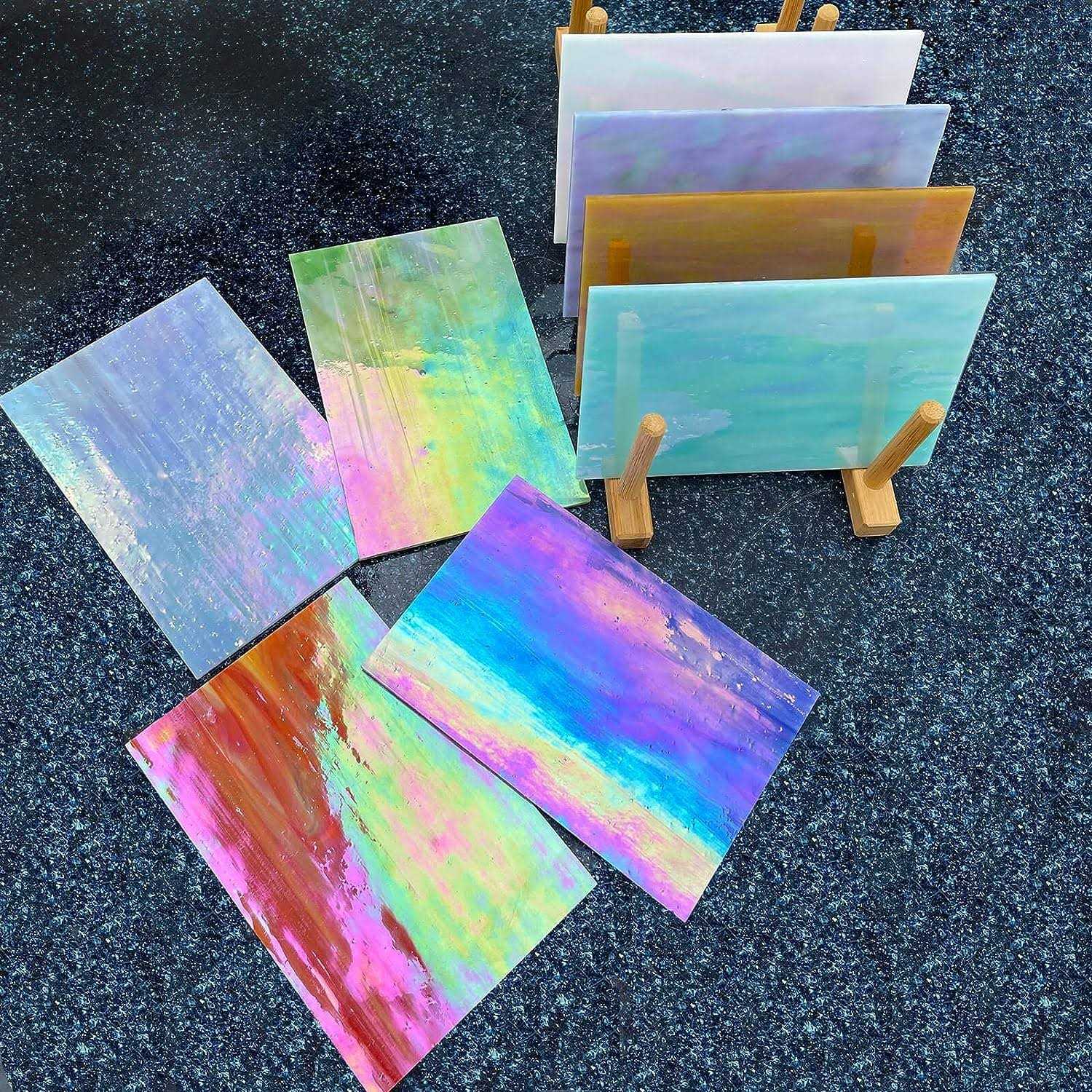 LITMIND 8 Sheets Stained Glass Variety Pack, 4 x 6 inch Mosaic Tiles for Crafts, Art Glass Pack Colors and Patterns - Cheap Fitting