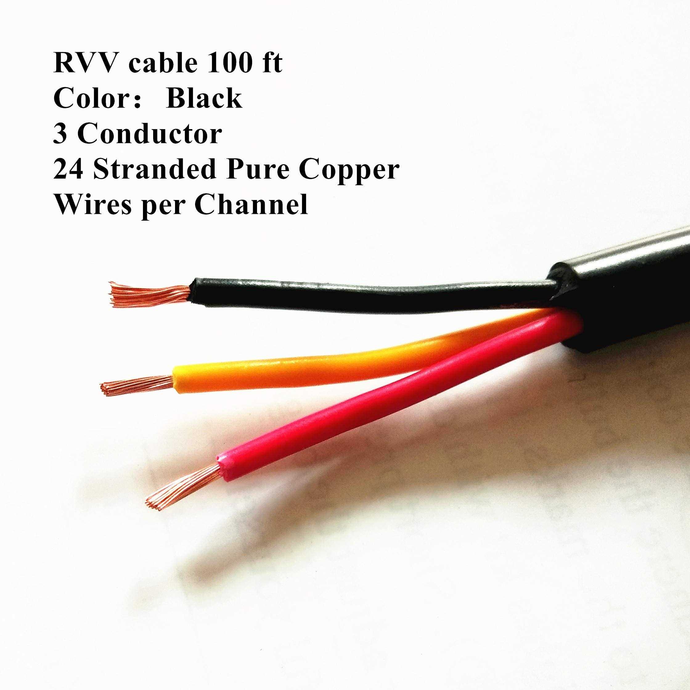 Alling rvv wire cable extension cord copper wire 3 conductor 0.75mm² electric cores 100ft length - Cheap Fitting