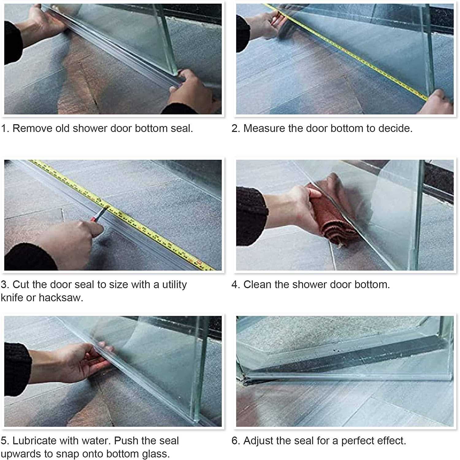 4 Pack Frameless Shower Door Bottom Seal 3/8 x 39 Clear Pvc Shower Seal Strip For 3/8 Inch Glass Shower Door Stop Shower Leaks - Cheap Fitting