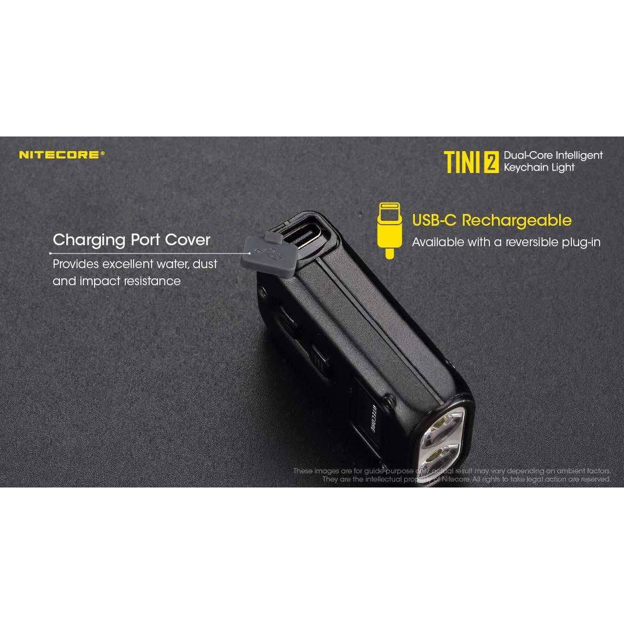 Nitecore TINI 2 Keychain Flashlight 500 Lumen USB-C Rechargeable Charging - Cheap Fitting