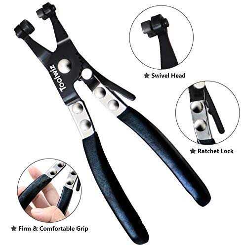 Toolwiz Hose Clamp Pliers Heavy Duty Auto Repairing Tool with Locking Device and Non-Slip Handle Removal and Installation Tool for Ring-Type and Flat-Band - Cheap Fitting