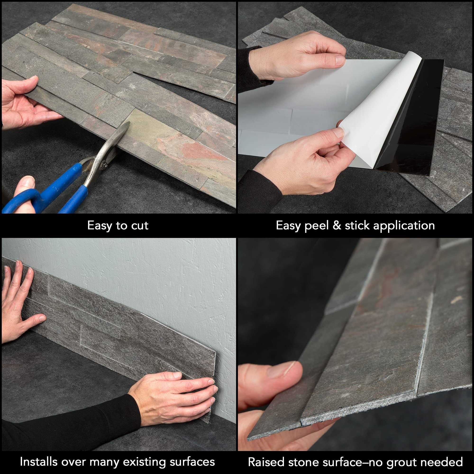 Aspect Peel and Stick Stone Backsplash Raised Single Tile - Cheap Fitting