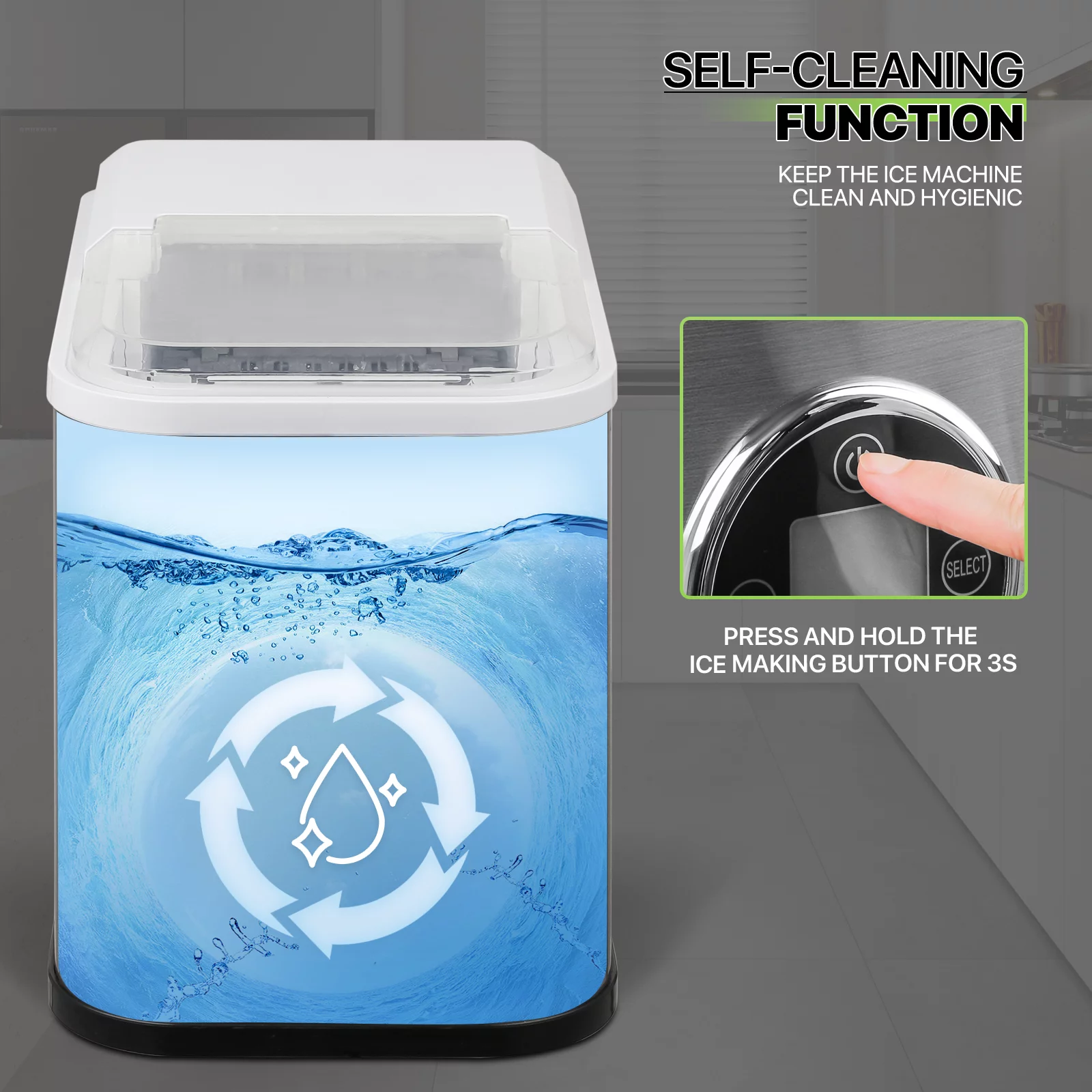 Magshion Countertop Ice Maker, Self-Cleaning Portable Ice Maker Machine, 9 Bullet-Shaped Ice Cubes Ready in 10 Mins, 26Lbs/24H, with Ice Scoop and Basket, Black - Cheap Fitting