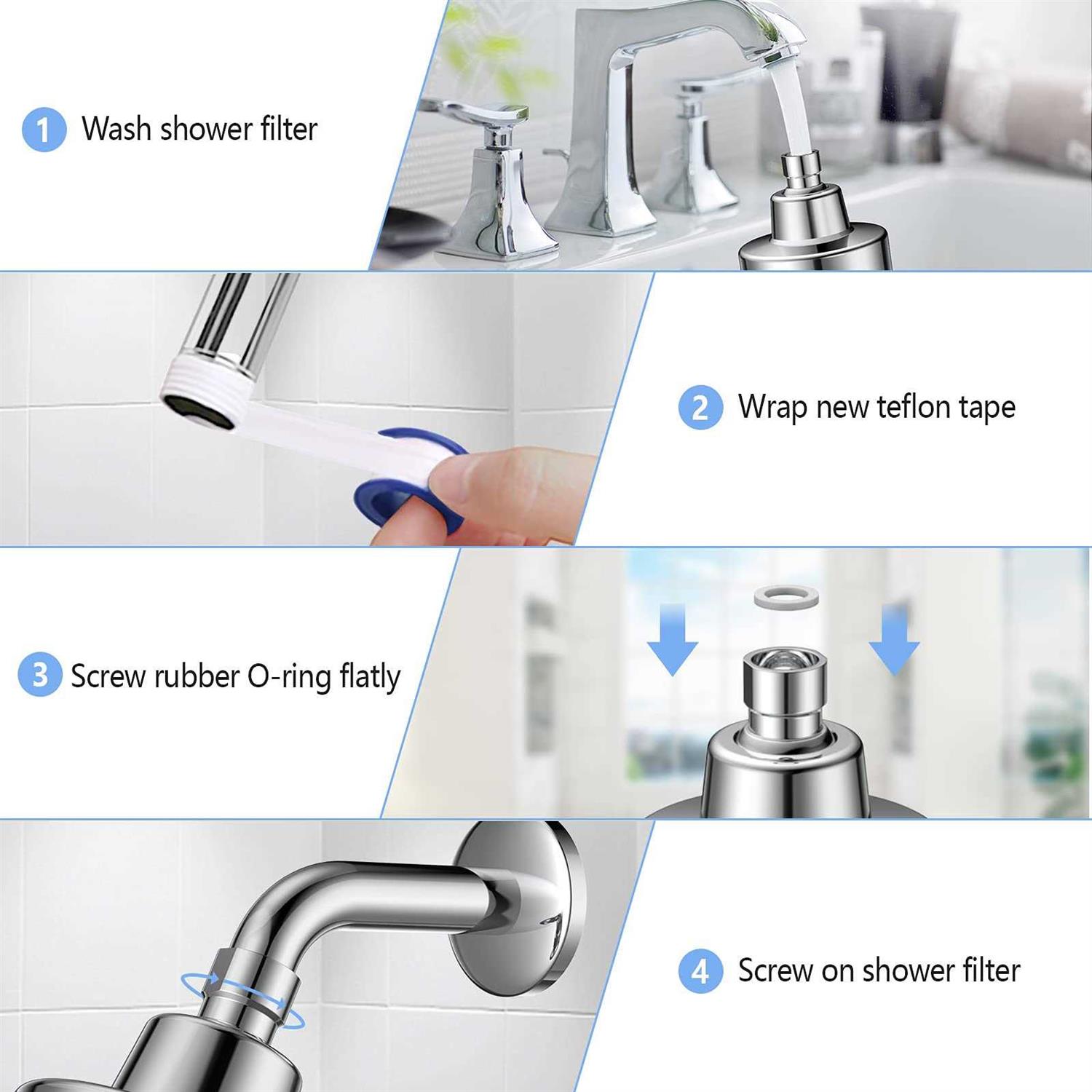 MXBOLD Filtered Shower Head, 3 Modes High Pressure Shower Head with 15 Stage Hard Water Shower Filter Cartridge for Remove Chlorine and Harmful - Cheap Fitting