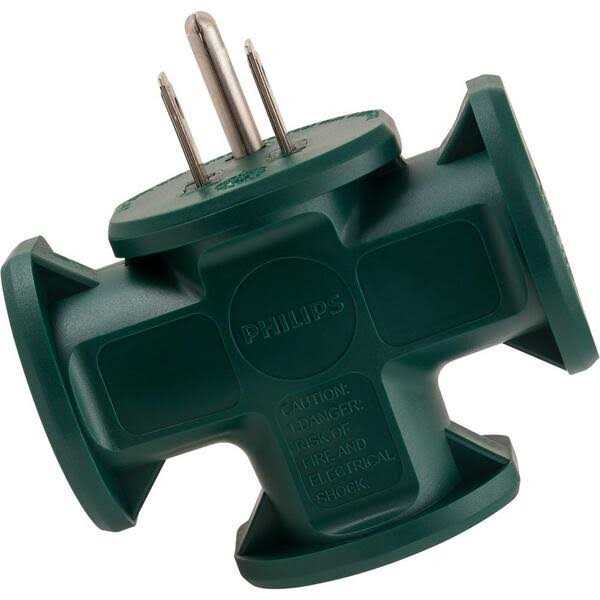 Philips Heavy-Duty Grounded 3-Outlet T-Tap Green - Cheap Fitting