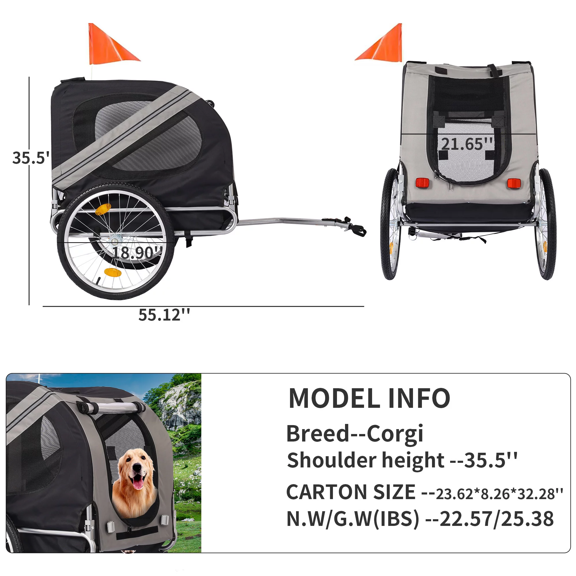 BATE Bike Trailer Cargo Cart for Pets,Pet Stroller Bicycle Carrier - Cheap Fitting