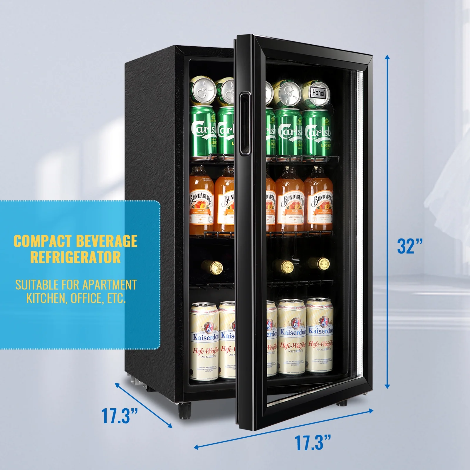 WANAI Beverage Refrigerator Cooler Glass Door 125 Can Beer Fridge for Soda Beer - Cheap Fitting