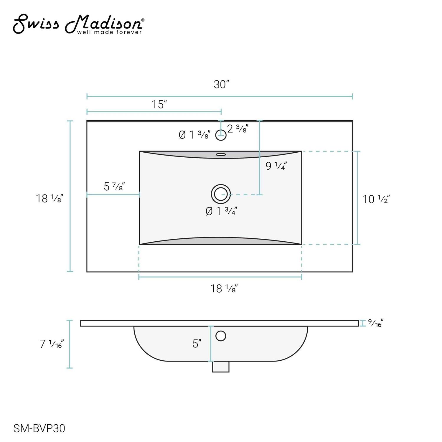 Swiss Madison 30 Ceramic Vanity Sink Top - Cheap Fitting