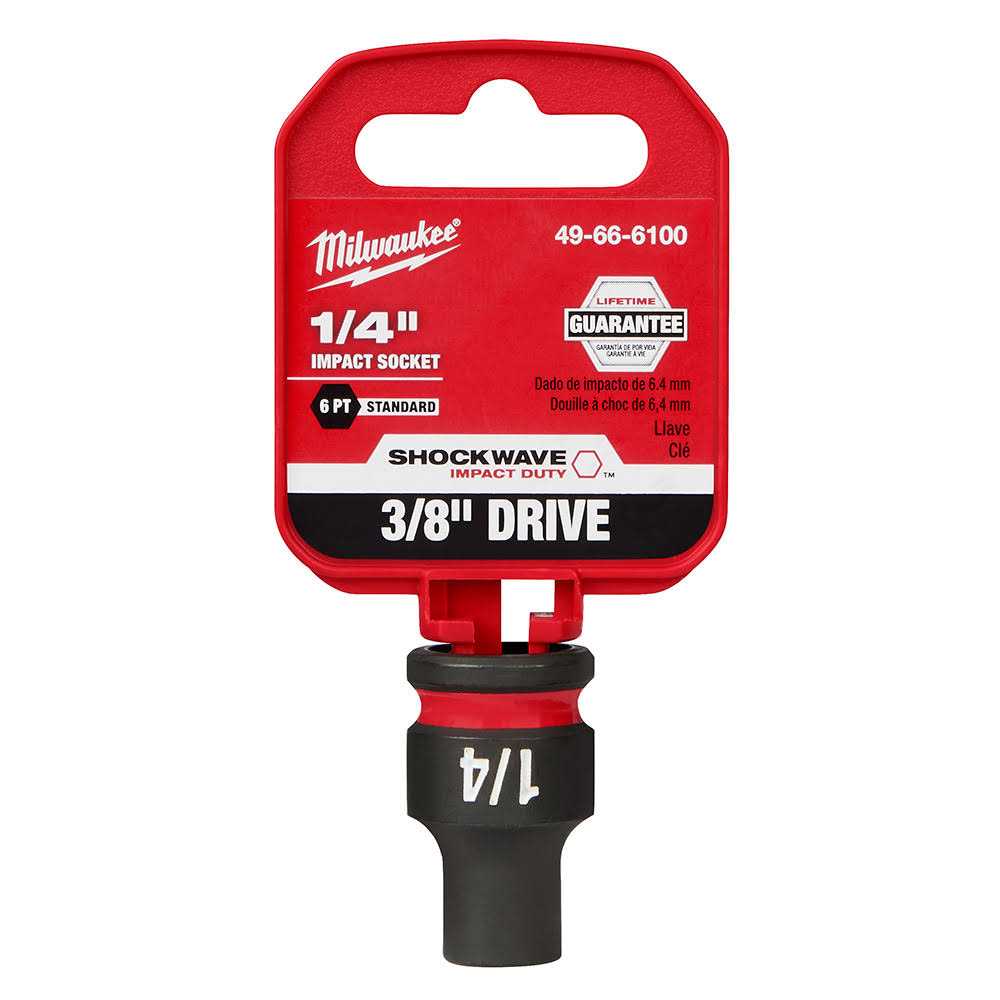 Milwaukee 49-66-6100 SHOCKWAVE Impact Duty 3/8 Drive 1/4 Standard 6 Point Socket - Cheap Fitting
