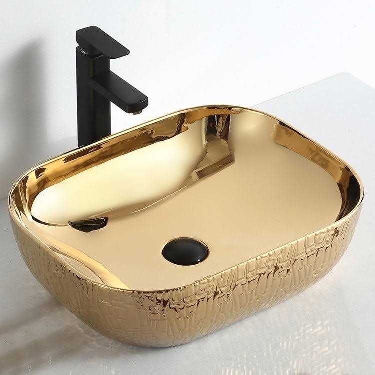 SSBGOODS Golden Vessel Sink Gold Look Countertop Washbasin JVI-OVP-2252A1 - Cheap Fitting