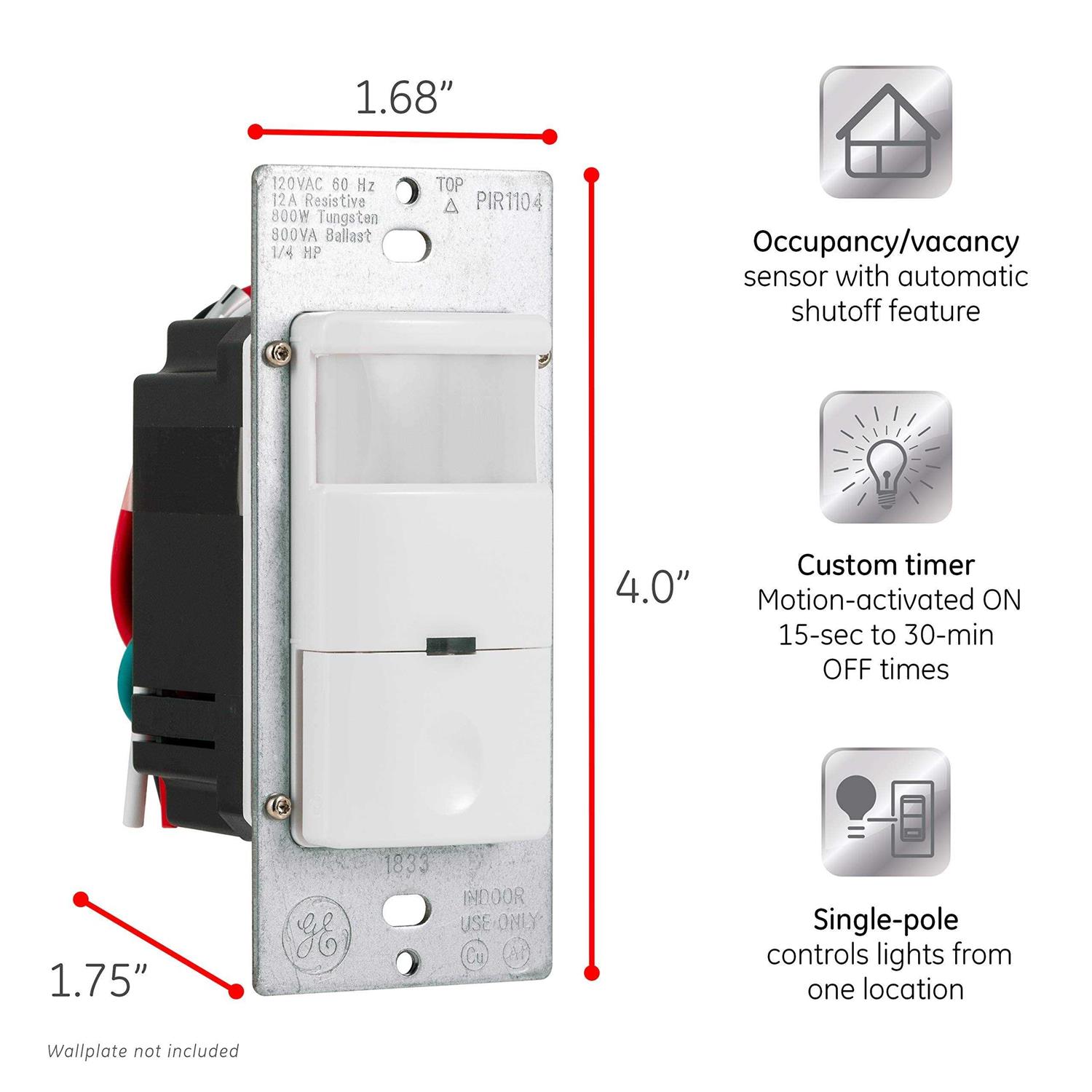 GE In-Wall Motion-Sensing Switch with Vacancy Option - Cheap Fitting
