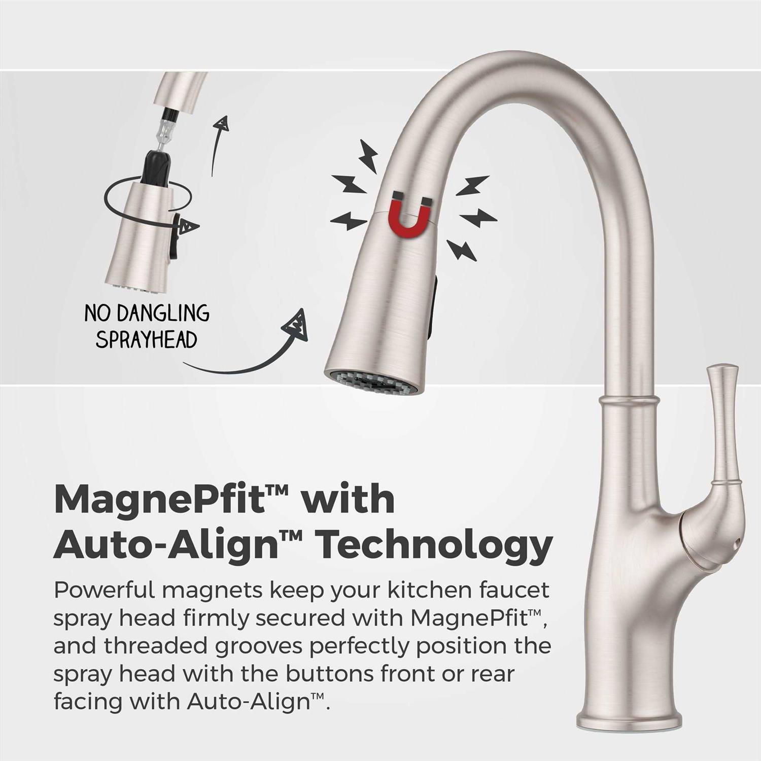 Pfister Alderwood Spot Defense Stainless Steel Single Handle Pull-down Kitchen Faucet with Deck Plate and Soap Dispenser Included F-529-7AWGS - Cheap Fitting