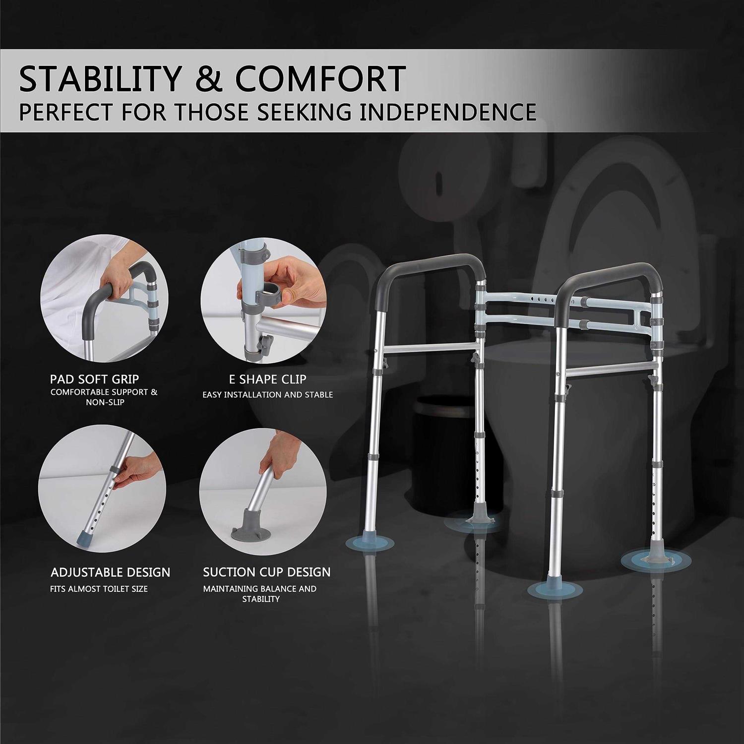 lianjindun FSA/HSA Eligible Toilet Safety Rails Adjustable Toilet Safety Frame for Elderly - Cheap Fitting