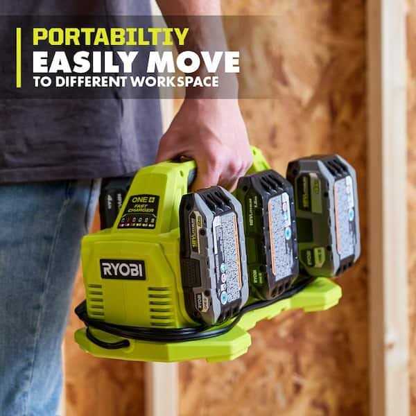 RYOBI ONE+ 18V Lithium-Ion 2.0 Ah Compact Battery with 6-Port Charger - Cheap Fitting