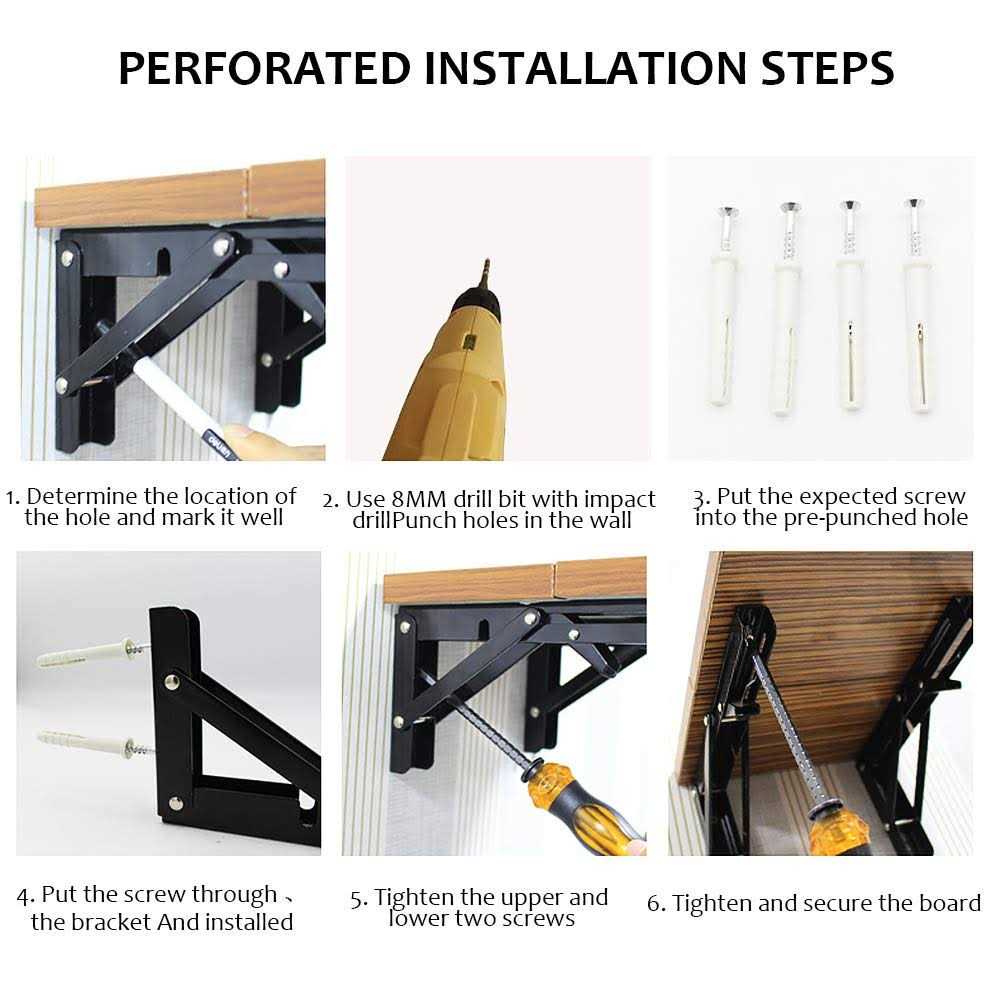 2 Pcs Folding Shelf Stainless Steel Bracket -10” Heavy Duty Metal Collapsible Shelf Bracket for Triangle Table Bench - Cheap Fitting