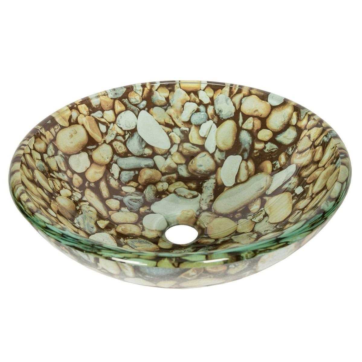 Eden Bath Natural Pebble Pattern Glass Vessel Sink EB_GS24 - Cheap Fitting