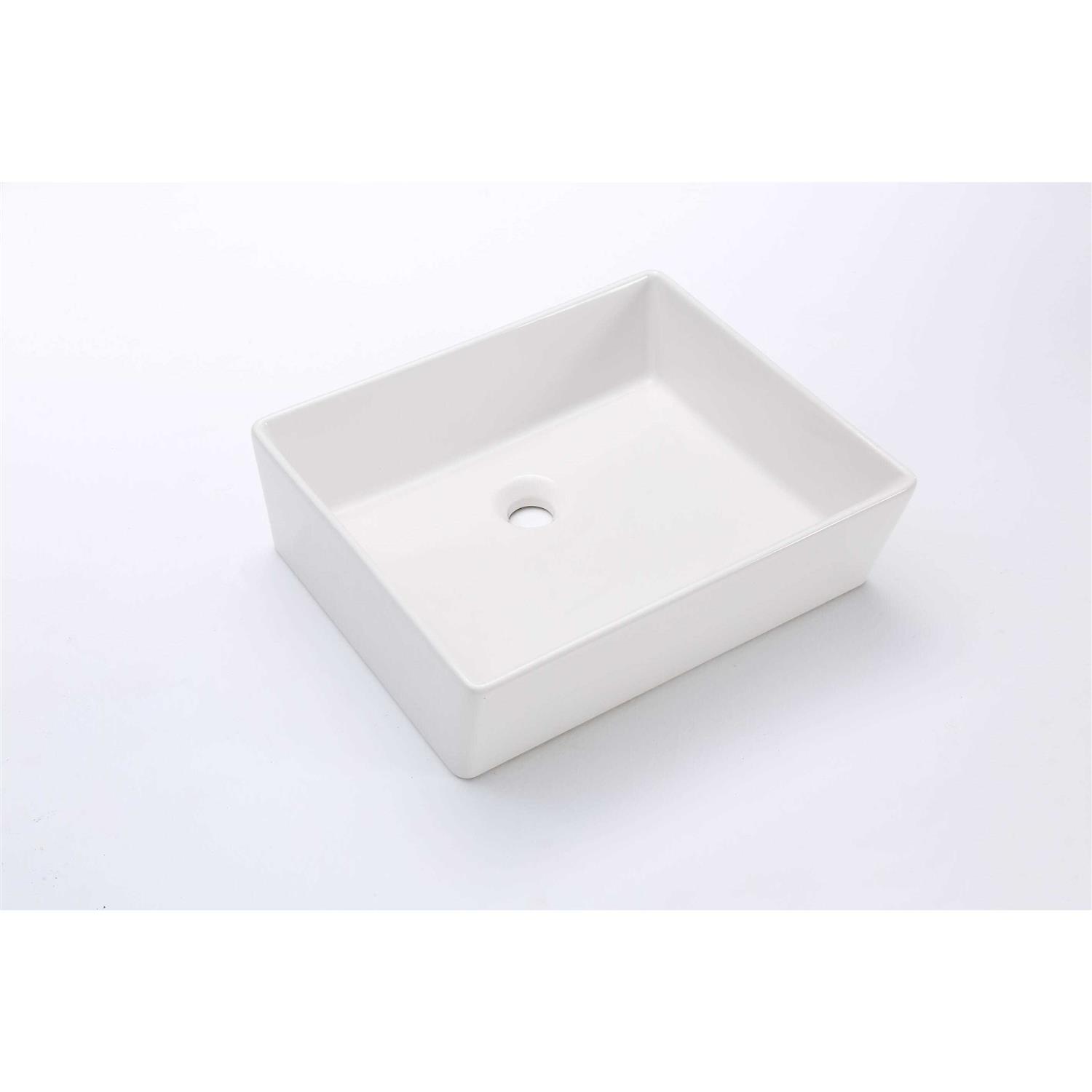 allen + roth White Vessel Rectangular Farmhouse Bathroom Sink ML-20524 - Cheap Fitting