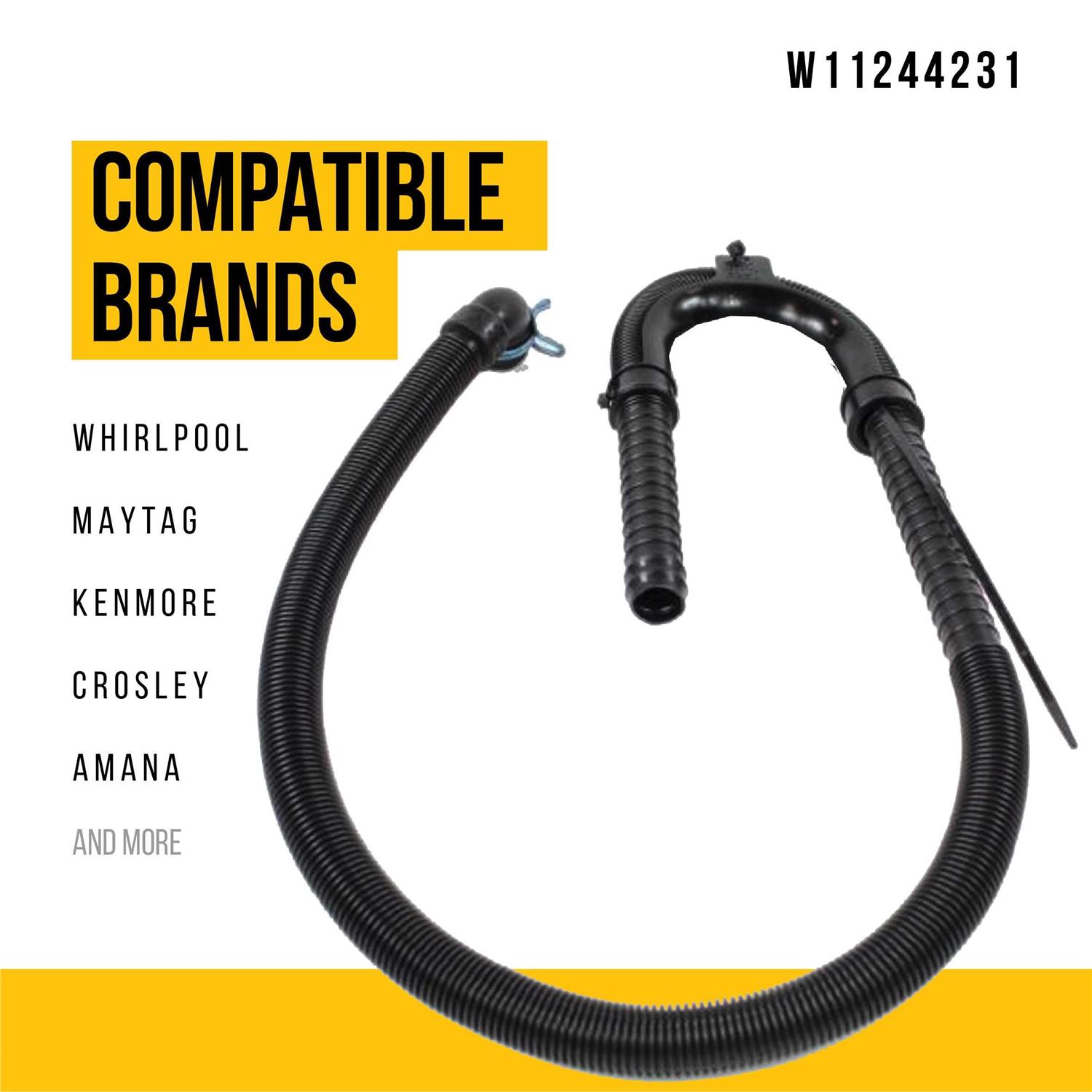 Upgraded W11244231 Washer Drain Hose Compatible Whirlpool Maytag Kenmore - Cheap Fitting