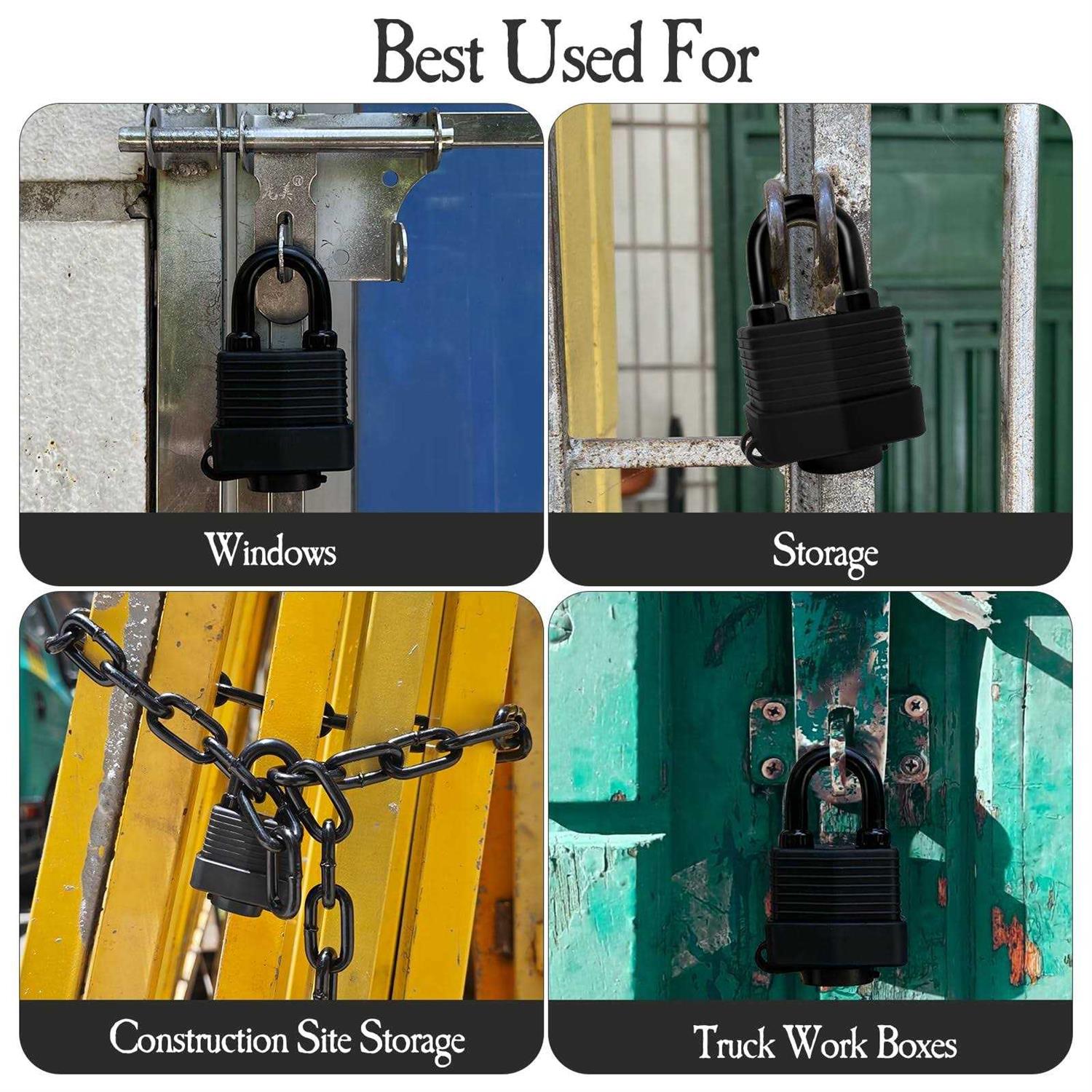 Safety Fence Chain Lock,Outdoor Waterproof Padlock with Chain,Heavy-Duty Weathproof - Cheap Fitting