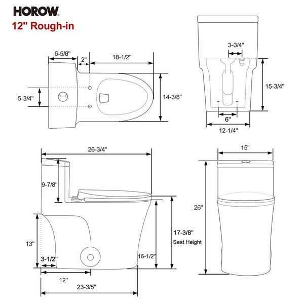 HOROW 1-Piece 0.8/1.28 GPF Dual Flush Elongated Toilet - Cheap Fitting