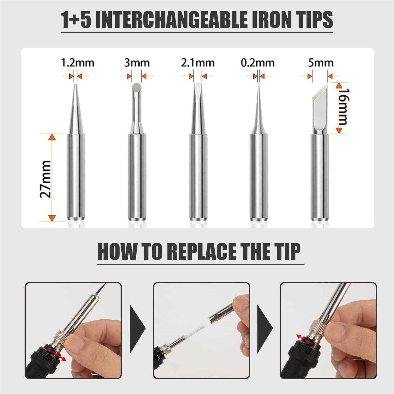 Q-ming Soldering Iron Kit 60W Soldering Iron with Interchangeable Iron Tips - Cheap Fitting
