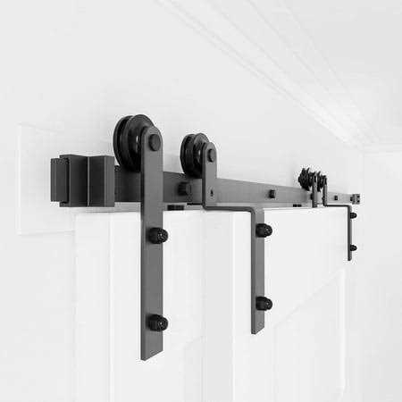 WINSOON 6 ft./72 in. Single Track Bypass Sliding Barn Door Hardware Kit for Double Doors Low Ceiling - Cheap Fitting